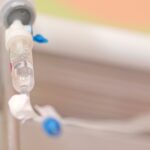 Infusion pump or Saline solution intravenous drip for patient